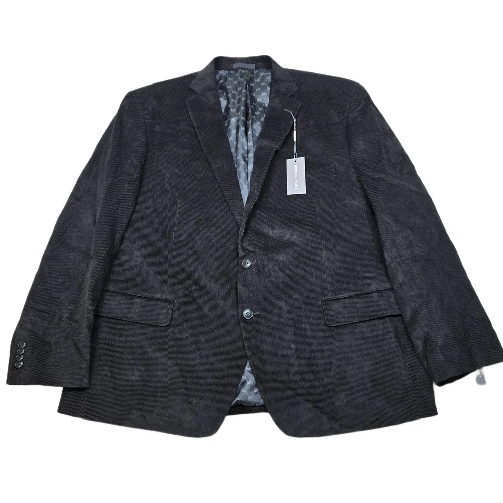 Michael Kors Corduroy Sport Coat Mens 50R 50 Black Classic-Fit Stretch‎ $295